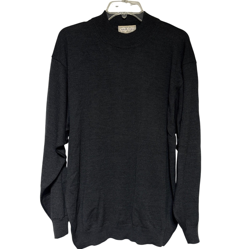 Murano Mens Black Mock Neck Sweater Made in Italy Size L‎ Warm Knit